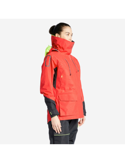 Veste de quart de voile offshore 900 femme rouge