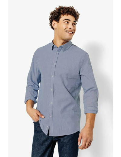 Chemise en coton rayée - Bleu foncé