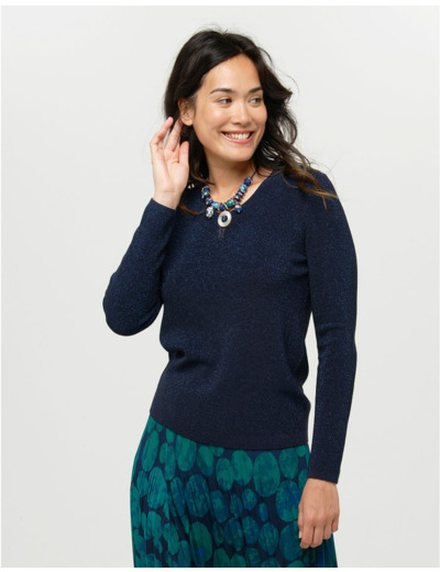 Pull irisé bleu marine