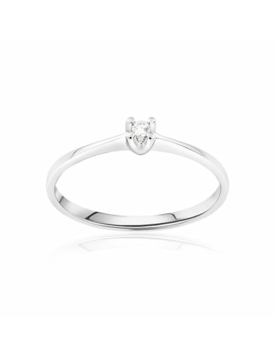 Solitaire CLEOR en Or 375/1000 Blanc et Diamant