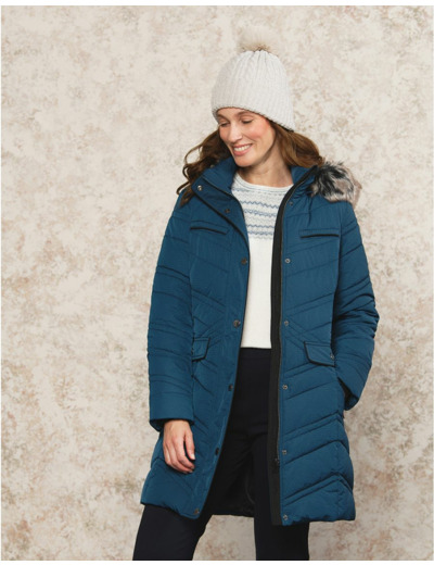 Parka longue bleu gris