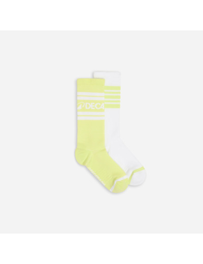 Chaussettes mi-mollet, jaune et blanc, lot de 2