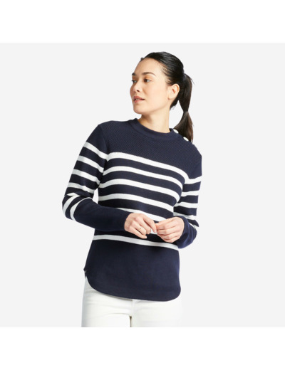 Pull marin Femme bleu rayé blanc