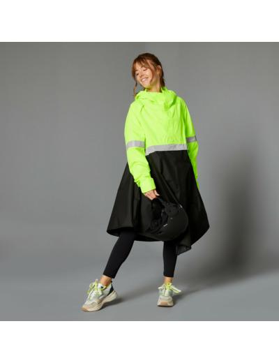 PONCHO PLUIE VISIBILITE JOUR NUIT 560 NOIR JAUNE FLUO