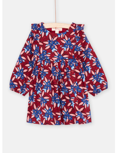 Robe rouge et bleu à imprimé fleuri bébé fille