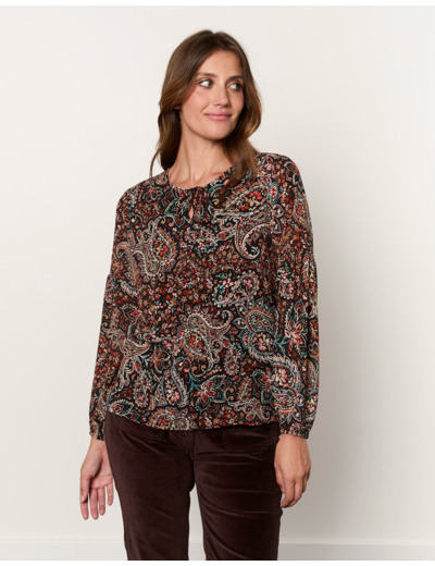 Blouse manches longues imprimée NOIR Femme