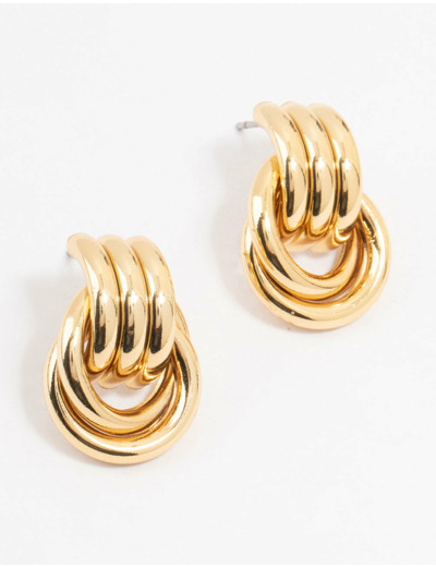 Gold Plated Vintage Knotted Stud Earrings