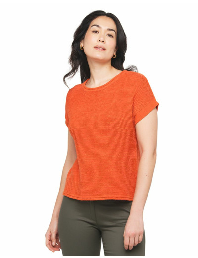 Pull orange sans manches