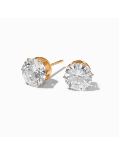 Clous d’oreilles 7 mm serti cupcake en zircon cubique et titane couleur dorée - Collection C Luxe