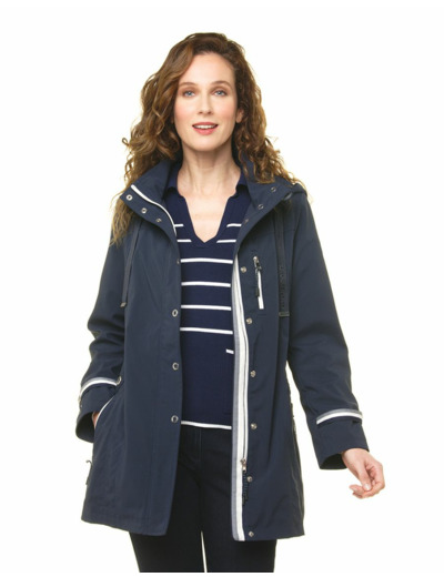 Parka longue bleu marine