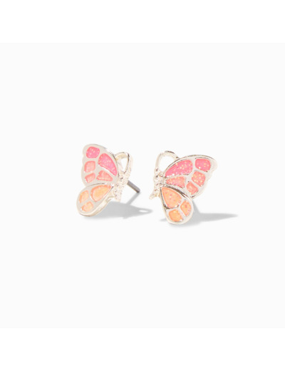 Clous d'oreilles papillon à paillettes qui changent de couleur UV couleur argentée