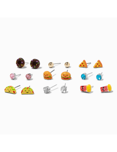 Clous d'oreilles junk food - Lot de 9