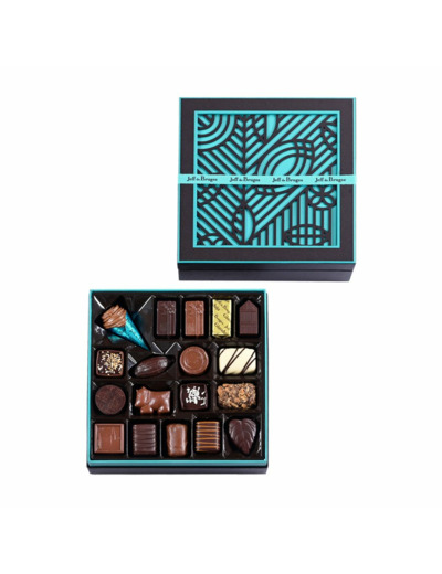 Boite carrée marron 454 g chocolats assortis