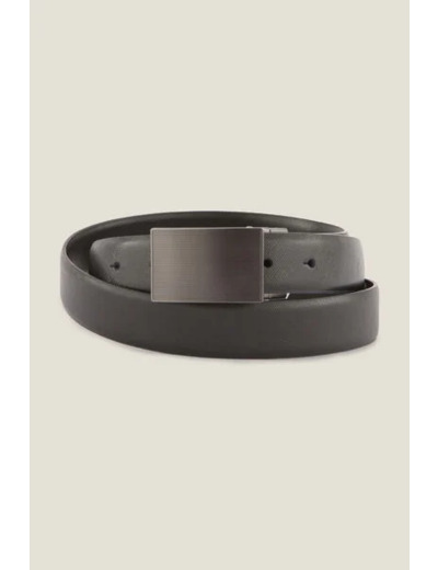 Ceinture en cuir saffiano avec plaque - Noir